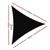 Instahut Shade Sail 5x5x5m Triangle 280GSM 98% Black Shade Cloth SAIL-DL-H-5X5X5-C-BK