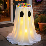 Halloween Ghost Candy Bowl Decoration with Tripod Stand and Warm LED Battery Box Light V888-ELOSUNG54985-2