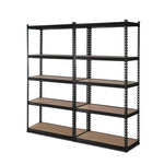 2x1.5M Warehouse Shelving Racking Storage Garage Steel Metal Shelves Rack WR-E-7X15-BK-FC2