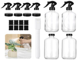 Clear Glass Spray Bottles Set, 17oz Refillable Spray Containers with Trigger Spray Caps, Screw Caps, V1192-AZ-W-18300