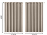 2x Blockout Curtains Panels 3 Layers Beige CD1003-240X230-BE