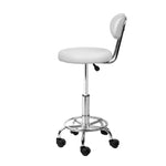 Artiss Salon Stool Swivel Chair Backrest White SALON-B-4128-WH