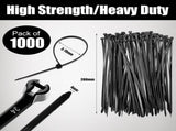 1000 Pcs Cable Zip Ties with Metal Tooth Stainless Steel Locking Device, 7 Inch Black Cable Ties, 45 V1258-DP02-C-2820
