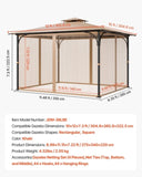 Gazebo Netting Replacement, Fit Most 10 x 12 x 7.3 FT Gazebo, Outdoor Garden Gazebo Net, 4-Panel V952-LTWZDL10FT12CIV6IV0