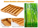 Silverware Organizer Drawer Organizer Expandable Bamboo Utensil Holder Cutlery Tray for V1366-AZ2-W-18363