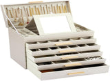 CARLA HOME 6-Layer Large Jewelry Organizer Box for Women with Mirror, Drawers, Hooks & Dividers for V178-36229