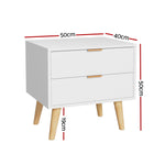 Artiss Bedside Table 2 Drawers - White FURNI-Q-BS-03-WH