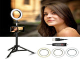 3 Gear Brightness LED Ring Light with Cell Phone Holder Stand for Live Stream Makeup Selfie V1294-YM0901-H32958