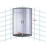 100 x 100cm Rounded Sliding 6mm Curved Shower Screen with Base in Black V63-830071