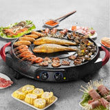 SOGA 2X 2 in 1 Electric Stone Coated Teppanyaki Grill Plate Steamboat Hotpot STEAMBOATR2ROUNDX2