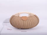 Khaki Boho Circle Straw Bag - Stylish Woven Tote with Round Handles V888-ELOSUNG21378