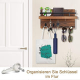 7-Hook Wall Mounted Wooden Key Holder with Storage Tray, 30 cm, for Hallway Corridor Bedroom & V1188-MS-325-0190