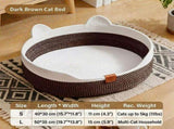 Handwoven Cotton Rope Cat Bed with Adorable Cat-Ear Design, Breathable Oval Nest with Front Opening V1341-ZY-XQJER22K-H1
