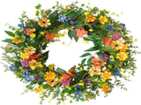 20 Inch Spring Summer Colorful Floral Wreath for Front Door, All Seasons Wildflower Wreath with V1258-DP02-C-2651