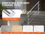 Handrails for Outdoor Steps, 59 in Length 3 Crossbars Stair Hand Rail Kit, Transitional Stainless V952-BXGSLZFS150CBU3NGV0
