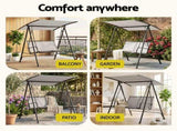 Gardeon Outdoor Swing Chair with Adjustable Canopy 142cmx172cm Stand Grey GSC-BST-2S-GY