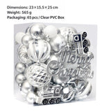 65-Piece Christmas Tree Ornament Set with Painted Balls, Train, Pinecone, Star and Merry Christmas V1341-ZY-H3QLKW2R-CHAMPAGNE