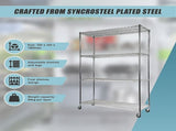 Wire Storage Rack 35x35cm Chrome Shelving with Wheels V63-841491