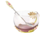 Glass Cup Innovative Flower Tea Cup with Spoon Drink Mug Birthday Christmas Festive GiftsGreen V1294-YM0901-3118210111813