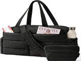 Gym Bag for Women, Lightweight Puffer Duffle Bag 2-PC Travel Bag, 31L Weekender Overnight Bag V1258-DP02-F-10