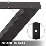 Set of 2 Steel Table Legs, 16'Height 15'Wide Dining Table Legs, Heavy Duty 3.1" Square Box Section X V952-ZT400X395MM000001V0