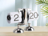 Retro Flip Clock, Automatic Mechanical Flip Desk Clock with Stainless Steel Frame for Living Room, V1237-ZY-924-351