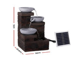 Gardeon Solar Fountain 4 Levels Cascading Bowl Water Feature 75cm Brown FOUNT-BOWL-4LVL-GY