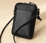 Black Premium Leather Mini Crossbody Phone Bag - Stylish Multi-Pocket Organizer for Women V888-ELOSUNG27832