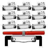 14-Pack Metal Clipboard Clips with Pen Holder, 28 Rivets Mountable Hardware for and School V1370-AZ4-13543