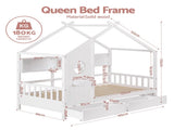 Artiss Kids Single Bed Frame with 3 Storage Bookcase & 2 Drawers House Bed Solid Wood Montessori Bed WBED-F-DREGO-S-WH-DRAW