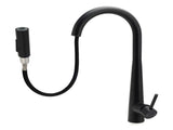 Round Matt Black Pull Out Kitchen Sink Tap Laundry Basin Mixer 2 Way Spout Set V1233-KRD5152B