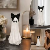 Halloween Ghost Decoration, Cute 10inch Resin Ghost Figurine With Bow, Friendly Tabletop Ornament V1366-AZ2-W-13170