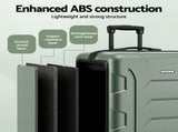 Wanderlite 3pcs Luggage Suitcase Set Trolley Travel TSA Lightweight Hard Case Grey Green LUG-ABS-BOS-3SET-GYGN