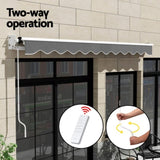 Instahut Retractable Folding Arm Awning Motorised Sunshade 4.5Mx3M Grey AWN-B-ARM-REMOTE-45X30-GREY