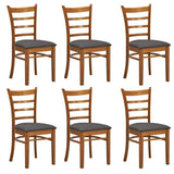 Linaria Dining Chair Set of 6 Crossback Solid Rubber Wood Fabric Seat - Walnut V315-VOD-MACK-03-6PC-KIT