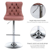 SERENIT Pink Velvet Bar Stools Adjustable Swivel Counter Height Chairs with Tufted Back and V255-GP2211R-PINK