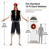 12 Ft Skeleton Pirate Outfit, Giant Skeleton Pirate Costume Accessories Set with Hat & Clothing, V1366-AZ2-W-24905