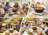 5-Star Chef 5L 2-In-1 Pre-Seasoned Cast Iron Dutch Oven Pot with Lid and Dual Handles for Sourdough DTO-POT-2IN1-BK