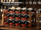 Artiss Bamboo Wine Rack 3-Tier Display Storage Organizer 12 Bottle Walnut WR-AC-BAM-12B-WAL