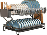 CARLA HOME 2-Tier Dish Drying with Drainage Tray, Utensil Holder, Cup Hooks & Cutting Board V178-36167