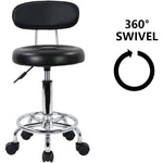 EKKIO Backrest Round Salon Stool with Adjustable Height V227-2997101013991