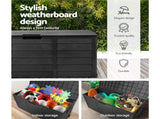 Gardeon Outdoor Storage Box 290L Lockable Organiser Garden Deck Shed All Black OSB-290L-ABK