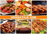 6-Piece Stainless Steel BBQ Skewers Set, 40cm x 1.5cm Brown Grill Sticks for Outdoor Cooking and V1369-AZ3-W-15803