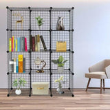 12 Cube Wire Grid Organiser Bookcase Storage Cabinet Wardrobe Closet Black V63-827861