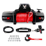 X-BULL 12V Electric Winch 14500LBS synthetic rope with Recovery Tracks Gen2.0 Black V211-AUEB-AXEW016ST002