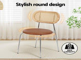 Artiss 2x Dining Chairs PU Leather Rattan Kitchen Lounge Cafe Accent Chair Brown DINC-B-S06-BRX2