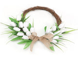 Front Door Wreath Hanging Decoration Simulated Flower Holiday Spring Home Decoration White with V1294-YM0901-3115250115511