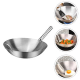 1pc Stainless Steel Single Handle Wok Practical Wok Kitchen Utensil V1366-AZ2-W-21475