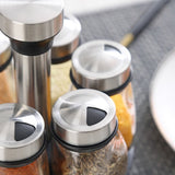Rotating Spice Rack S 6 Glass Jars with Labels Food-Safe Sealed Lids Transparent Visible V1370-AZ4-09155