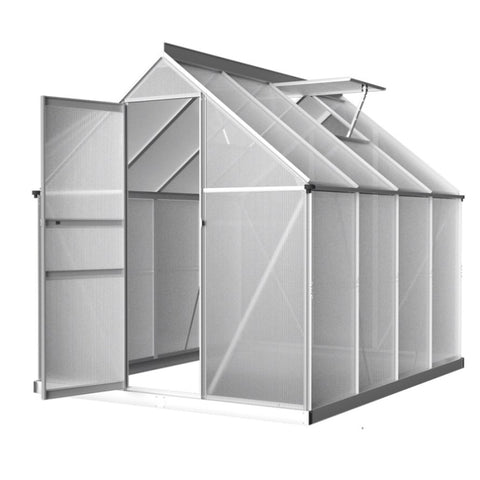 Greenfingers Greenhouse Aluminium Green House Polycarbonate Garden Shed 2.4x1.9M GH-ALU-C-242X190-AB